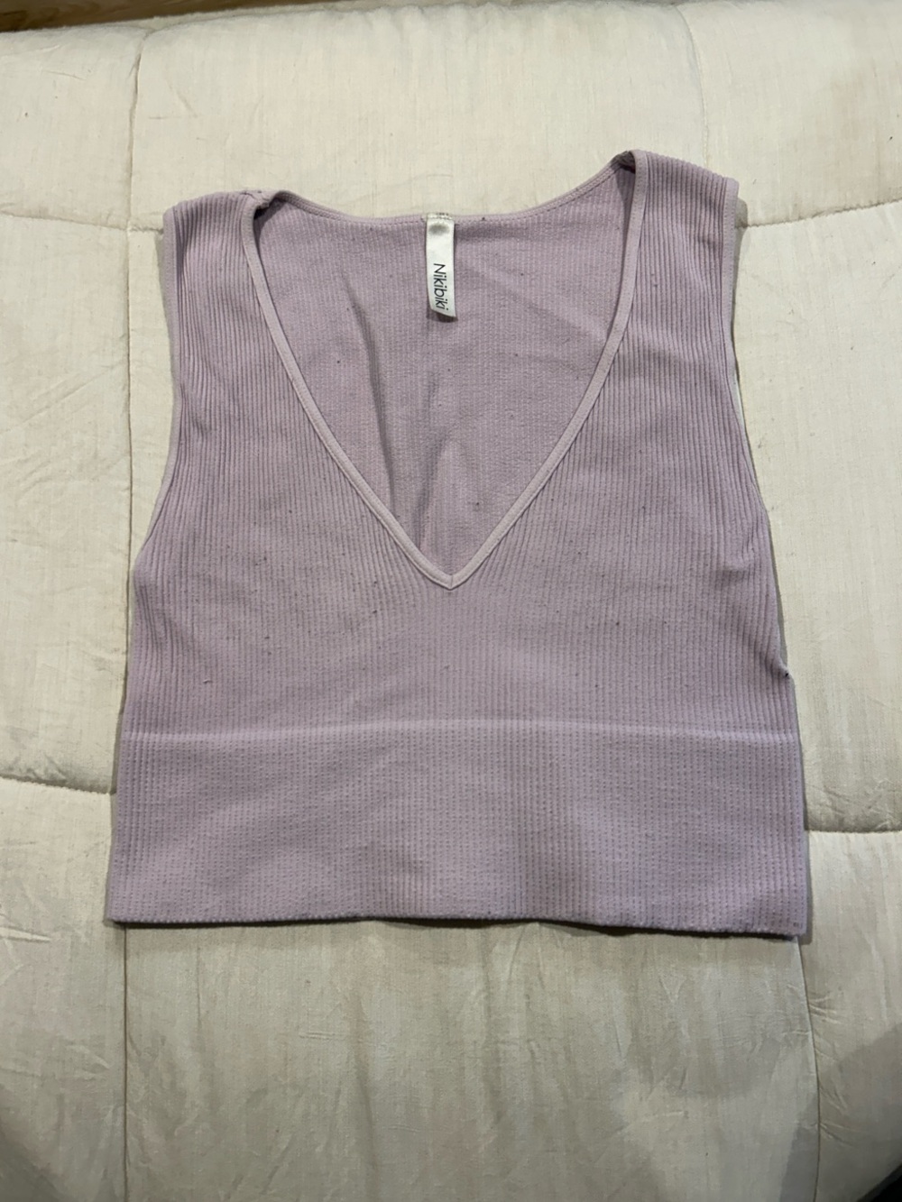 Nikibiki Lavender Ribbed V-Neck Tank